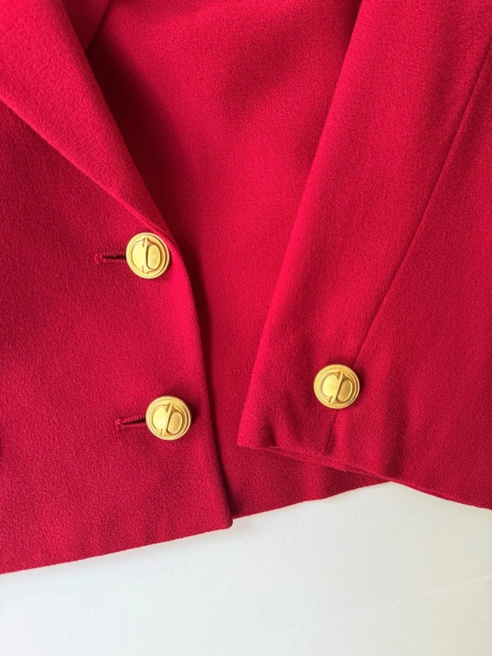 Vintage Christian Dior Red Wool Double-Breasted Blazer 12 P